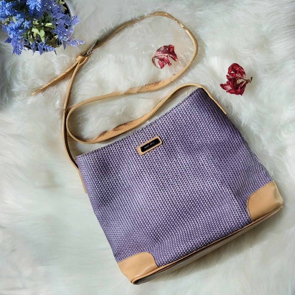 Nine West Lavender & Tan Weaved Shoulder Purse